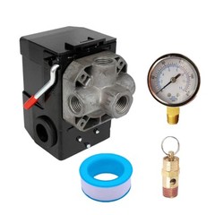 Pressure Switch Air Compressor 145-175 Psi 4 Port 26AMP w/0-200 psi Gauge & 200