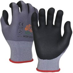 WOLF Work Glove Ultra-Thin Nitrile Foam Grip Palm Coated Nylon Shell 3 Pairs