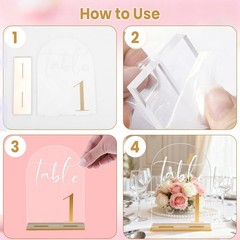 110 Clear Acrylic Arch Wedding Table Numbers Signs Gold Font Set 5×7 Inch