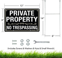 3 Pack No Trespassing Signs Private Property Sign 12×8 inches, 12″×8″ 3