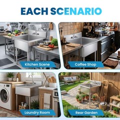 27in 1 Compartment Free Standing Small Sink Stainless Steel Prep & Utility Sink