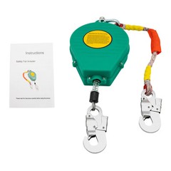 15M Self Retracting Lifeline Lanyard Fall Arrester Fall Protection w/ Hook Green