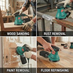 HYCHIKA 5-Inch Random Orbital Sander, 13000RPM Electric Palm Sander with 6 Va…