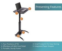 Stand Up Desk Store Pneumatic Adjustable Height Tilting Laptop Lectern Speake…