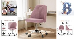 Compact Blush Task Chair – Rolling Armless Design for Students & Professionals