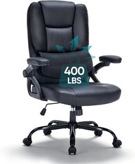 Lumbar Bonded Leather Manager Office Chair Gray Faux Leather FREE SHIP