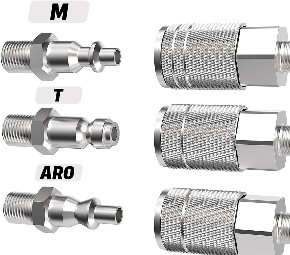 1/4 Air Hose Fittings, Industrial M-Type Coupler, 1/4 Inch Flow Size, 1/4 Inc…