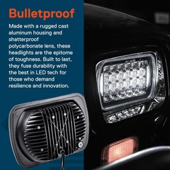 TRUE MODS 7×6 5×7 H6054 Black LED Headlights H4 2B1 Sealed Beam Replacement H…