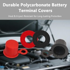 8PCS Red and Black Car Battery Terminal Covers with Deep Post Caps and Protectiv