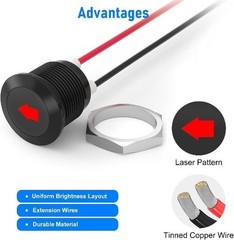 12V LED Indicator Light Panel Mount Indicator Light 1/2 Inch Cutout Color: Red