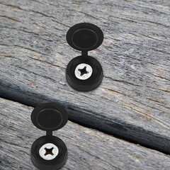 100 Pcs Black Hinged Screw Cover Caps – Snap Flip Tops w/ Washers Small