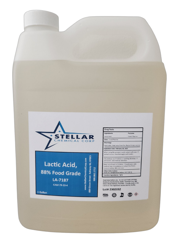 Lactic Acid 88% FCC ~~ 1 Gallon ~~ Stellar Chemical Corp ~~ Food, Cosmetics