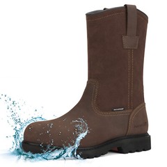 HISEA NINGO Men Steel/Soft Toe Wellington Work Boots Leather Western Cowboy Boot