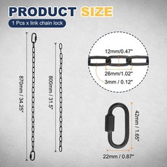 Gate Chain Lock 34″ x 3mm Dia Alloy Steel Hanging Chain Black