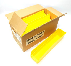 Lyon Yellow Plastic Shelf Storage Bins 18″L x 4″W x 4″ H, 18x4x4, LOT OF 12