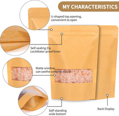120Pcs 5.9X8.6 Inches Kraft Paper Resealable Bags for Small Business, Kraft Bags