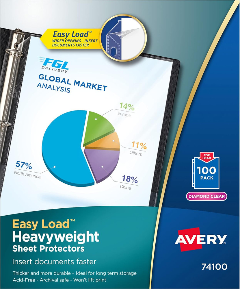 Avery Diamond Clear Heavyweight Sheet Protectors, 100 Document Protectors