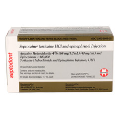 50pcs Septocaine® Gold Articaine w/Epinephrine 1:100,000 HCl 4%