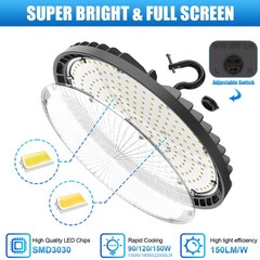 150 Watts UFO LED Light High Bay 5000K Warehouse Commercial Lighting 22500 Lumen