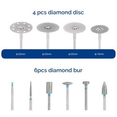 AZDENT Dental Lab Polishing Diamond Burs Kit 2.35mm For Ceramics Porcelain