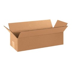 100 Pack Corrugated Shipping Boxes 14x4x4 ECT-32 Kraft Cardboard