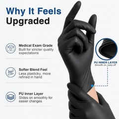 Large Black Latex-Free Vinyl Gloves – 4 Mil Disposable for Medical & Kitchen Use