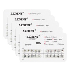 AZDENT Dental Orthodontic Brackets Braces Standard MBT/Roth.022/.018 Hooks 3/345