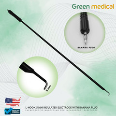 L-Hook 5 mm Insulated Electrode laparoscopic monopolar With Banana Plug