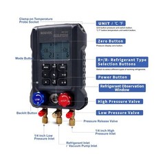 Digital Manifold Gauge, HVAC Refrigerants Digital AC Gauges Set with 2 Thermo…