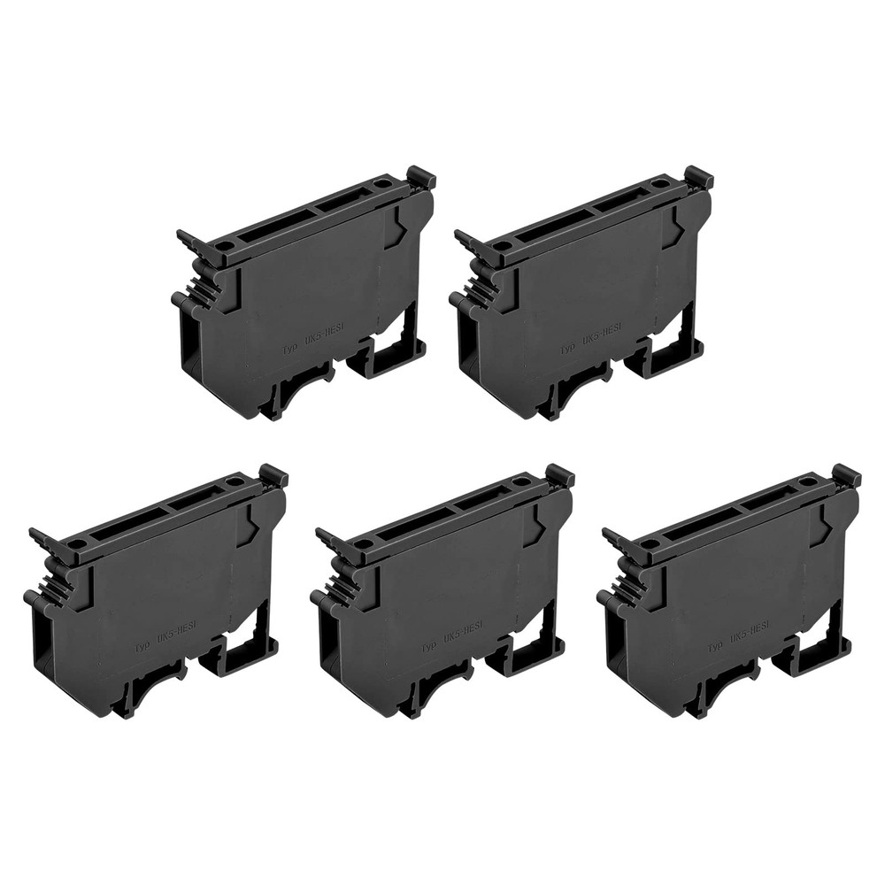 DIN Rail Mount Fuse Holder Terminal Blocks Screw Type Black UK5 Pack of 10