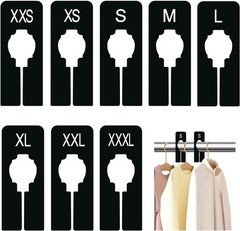 8Pcs Clothing Rack Dividers Black Plastic Closet Size Divider Hanger Labels for