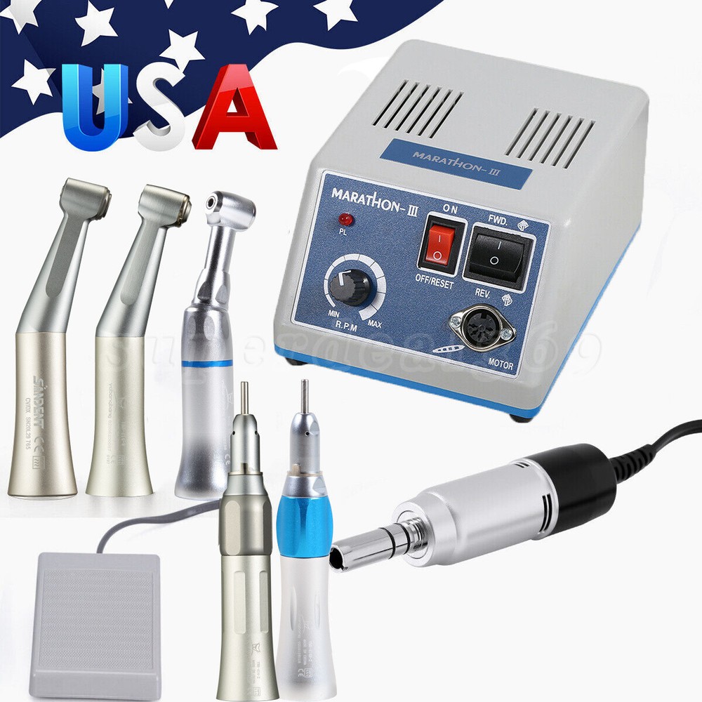 Dental Lab Marathon Electric Micromotor Polisher & Slow Low Speed Handpiece USA