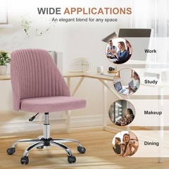 Compact Blush Task Chair – Rolling Armless Design for Students & Professionals