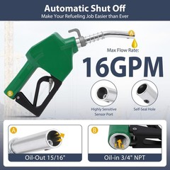 3/4 inch Automatic Fuel Nozzle Self-sealing Diesel Transfer Nozzle Auto Shut Off