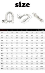 304 Stainless Steel Bow U-Shaped Shackle Trailer Lifting Shackles Size 4mm-32mm