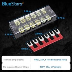 5 Packs 6 Positions Terminal Strip Blocks 600V 25A with Cover and 5 Packs 400…
