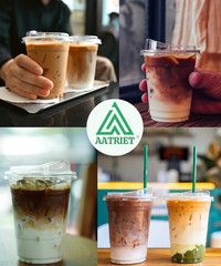 25 Sets Disposable Cup Plastic Iced Coffee 16oz Cups to Go with Sip Through Lids