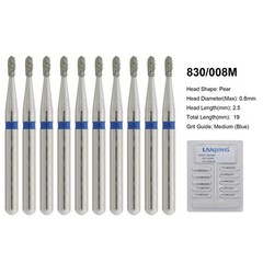 Dental Diamond Burs Pear Shape 830/008M Medium Grit FG High Speed Bur 330