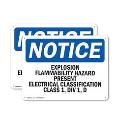 (2 Pack) Explosion Flammability Hazard Present Electrical OSHA Notice Sign Decal