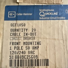 1- Culter-Hammer QCF1050 Circuit Breaker (New In Box) Multiple Available