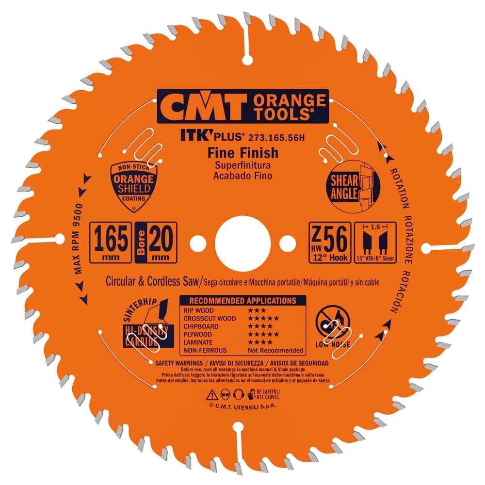 CMT 273.165.56H ITK Plus Saw Blade 6-1/2”x0.063”/0.039”x20mm 5/8” Z56