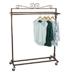 Clothing Rack Boutique Double Bar Rail Rolling Salesman Retail Bronze 48 72″ H