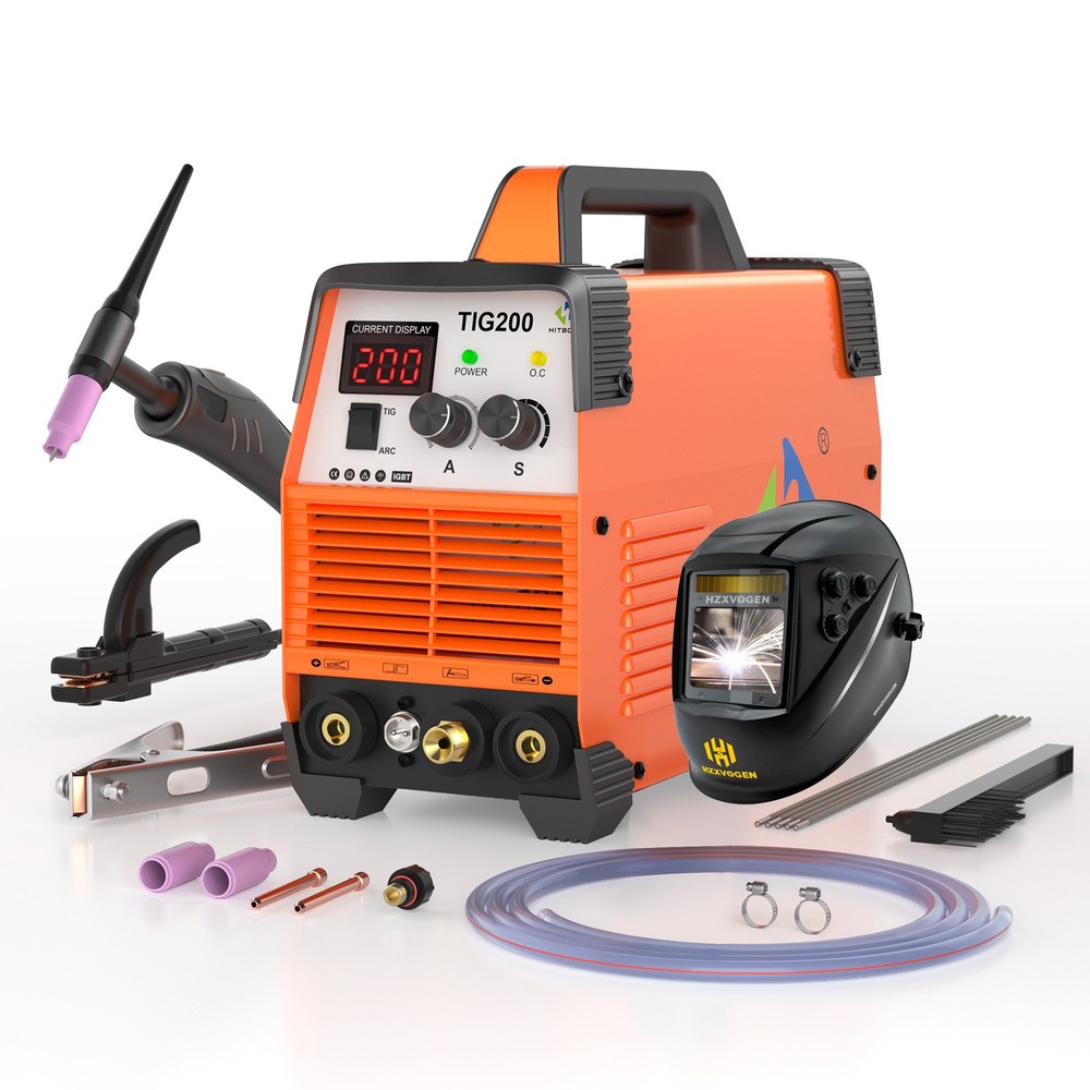 HITBOX TIG Welder 110V/230V 200A Inverter STICK HF TIG Welding Machine w/Helmet