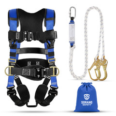 Sorano Safety Harness Fall Protection –Upgraded 4 Quick Buckles, Roofing Harness