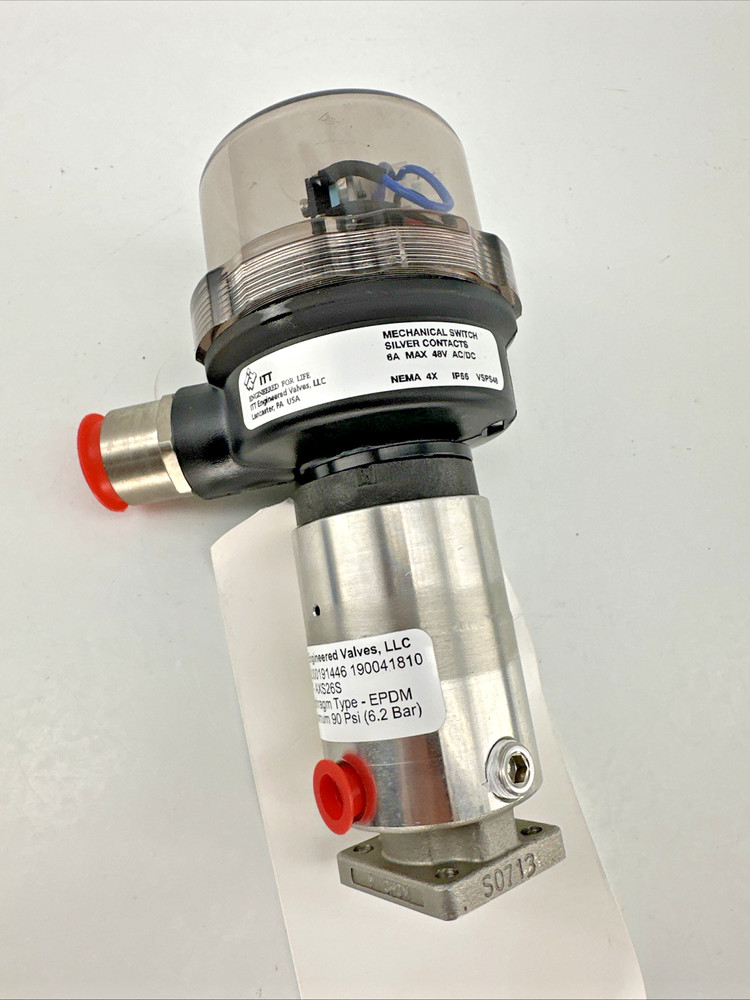 ITT Bio-Pure .38” Diaphragm Valve 316L SS Butt Weld EPDM NOS Medical Lab AXS26S