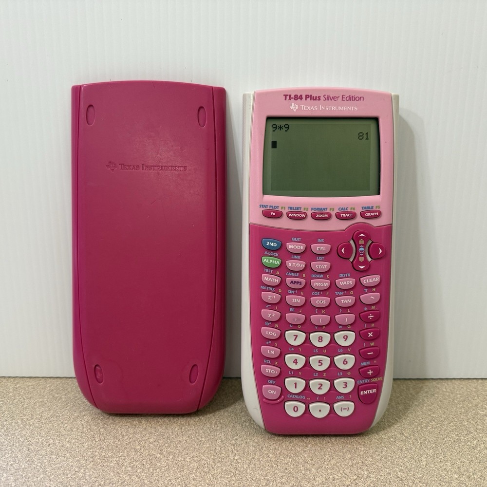Texas Instruments TI-84 Plus Pink Silver Edition Graphing Calculator With Cover