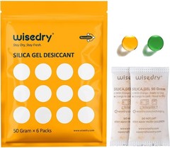 50g [6-PACK] Rechargeable Color-Changing Silica Gel Packets for Moisture Control