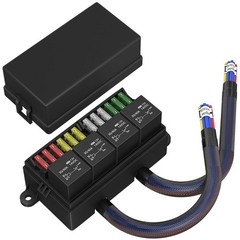 12 Volt Fuse Relay Box with 4 Relays & 12 ATC/ATO Fuses – Perfect for Vehicles
