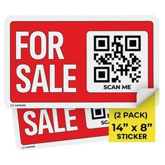 14” x 8” Self-Adhesive Sale Signs – 2-Pack for Real Estate, Business & Vehicle