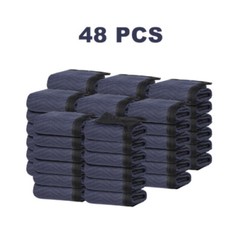 48 Moving Blankets 80″x72″ Protective Shipping Packing Pads Furniture Blue/Black